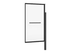 Pare baignoire pivotant et relevable avec porte serviette - Noir mat - 80 x 140 cm - VESLIRA