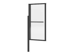 Pare baignoire pivotant et relevable avec porte serviette - Noir mat - 120 x 140 cm - VESLIRA