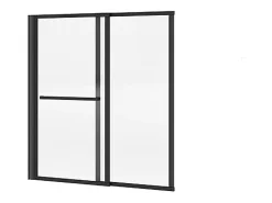Pare baignoire pivotant et relevable avec porte serviette - Noir mat - 120 x 140 cm - VESLIRA