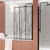 Pare baignoire pivotant l.80 x H.140 cm profilés noirs, Galedo Art Déco