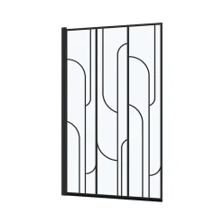 Pare baignoire pivotant l.80 x H.140 cm profilés noirs, Galedo Art Déco