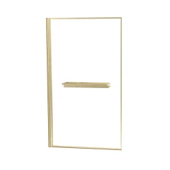 Pare baignoire pivotant l.80 x H.140 cm profilés doré brossé avec porte serviette et étagère, Galedo Edge