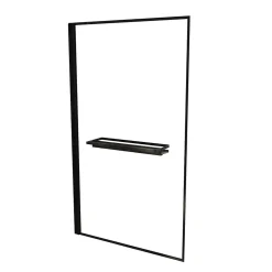 Pare baignoire pivotant l.75 x H.130 cm profilés noirs avec porte serviette et étagère, Galedo Edge