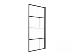 Pare baignoire pivotant style industriel - 70 x 140 cm - Noir mat - Verre - RIVANON