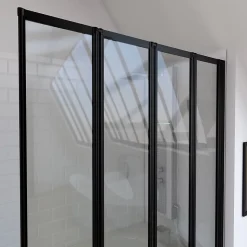 Pare baignoire Quatro 4 volets pivotants noir 143 x 125cm Galedo