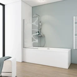 Pare baignoire rabattable transparent, profilé chromé, H.140cm x L.80cm Schulte Zoé