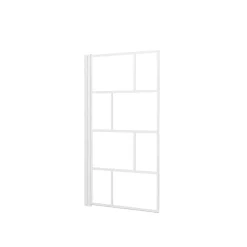 Pare Baignoire Rabattable 75x125cm - Sérigraphie Briques Blanches - Verre Trempé 4mm