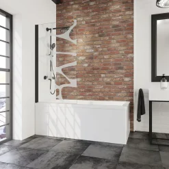 Pare baignoire rabattable transparent, profilé noir, H.140cm x L.80cm Schulte Zoé