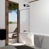 Pare Baignoire Rabattable 75x130 cm - Aluminium Gun Metal et Verre Trempé 4 mm