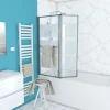 Pare baignoire relevable 139x105cm avec volet - verre transparent avec bande depolie