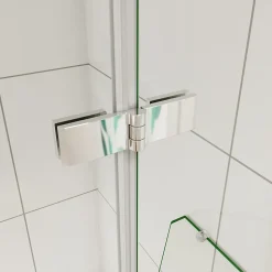 pare baignoire 120x140cm paravent pivotant avec porte-serviette en inox et 2 étagères,5mm verre de sécurit,facile à pose