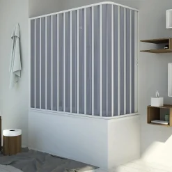 Pare baignoire70x150 CM H150 en Plastique pvc modèle Santorini avec l'ouverture latérale