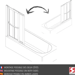 Pare-baignoire -70 - 118x140 cm - extensible - écran de baignoire coulissant - verre 3 mm -alu