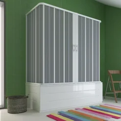 Pare-Baignoire 3 côtés 70x170x70 CM en Pvc accordéon mod. Flex avec ouverture centrale