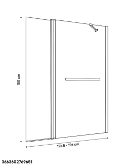 Pare-baignoire 1 volet + retour verre transparent anticalcaire GoodHome Nubia H. 150 x l. 124 cm