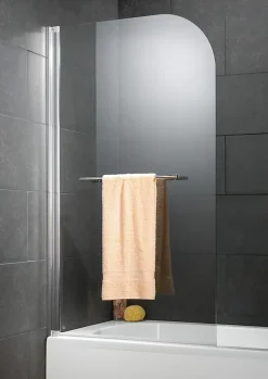 Pare-baignoire 1 volet pivotant 80 x 140 cm, verre transparent anticalcaire, profilé chrome, Schulte Capri