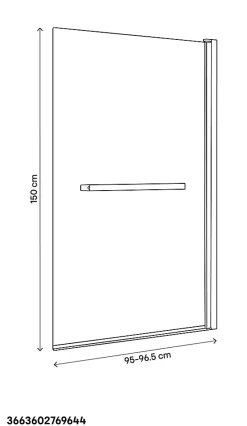 Pare-baignoire 1 volet verre gris fumé anticalcaire GoodHome Nubia H. 150 x l. 95 cm
