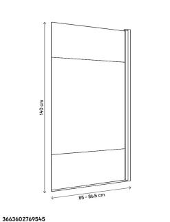 Pare-baignoire 1 volet verre effet dépoli anticalcaire GoodHome Calera H. 140 x l. 85 cm