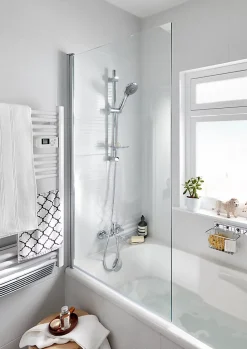 Pare-baignoire 1 volet verre transparent anticalcaire GoodHome Calera H. 140 x l. 85 cm