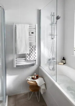 Pare-baignoire 1 volet verre transparent anticalcaire GoodHome Calera H. 140 x l. 85 cm