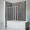 Pare-baignoire 5 volets 115 x 121 cm, verre transparent, profilé alu-argenté, Schulte