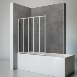 Pare-baignoire 5 volets 115 x 121 cm, verre transparent, profilé alu-argenté, Schulte