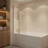 Pare-baignoire 2 volets pivotants design 80x140 cm aluminium chromé 5 mm - Kordo