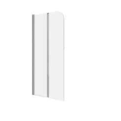 Pare-baignoire 2 volets pivotants design 80x140 cm aluminium chromé 5 mm - Kordo