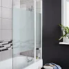 Pare-baignoire 2 volets verre effet dépoli anticalcaire GoodHome Calera H. 140 x l. 104 cm