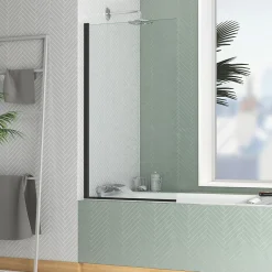 Pare-baignoire 130 x 70 cm noir mat Essentiel Galedo