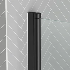 Pare-baignoire 120 x 70 cm noir mat avec porte serviettes Essentiel Galedo