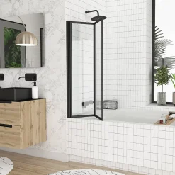 Pare-baignoire avec volet pivotant 70 x 120 cm noir mat Galedo
