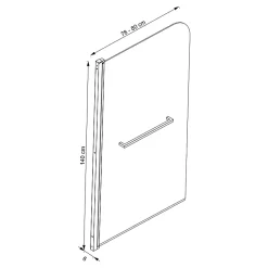 Pare-baignoire avec volet pivotant design 80x140 cm aluminium noir mat verre 6 mm - Gena