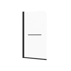 Pare-baignoire avec volet pivotant design 80x140 cm aluminium noir mat verre 6 mm - Gena
