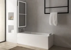 Pare-baignoire blanc 2 volets pliants relevables L. 106 x H. 140 cm Atelier du bain Baya