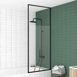 Pare-baignoire extensible 75 x 153/202 cm noir mat Galedo