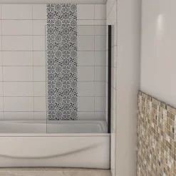 Pare-baignoire fixé 70x130cm,paroi fixée,5mm verre anticalcaire,noir mat style industriel et simplicité