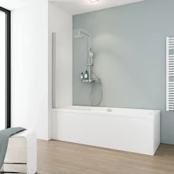 Pare-baignoire pivotant 1 volet, 80 x 140 cm, verre transparent anticalcaire 5 mm, profilé chrome, Schulte Capri