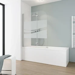 Pare-baignoire pivotant 2 volets, 112 x 140 cm, verre transparent anticalcaire 5mm, Schulte Liane