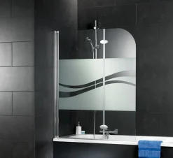 Pare-baignoire pivotant 2 volets, 112 x 140 cm, verre transparent anticalcaire 5mm, Schulte Liane