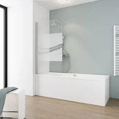 Pare-baignoire pivotant 1 volet, 80 x 140 cm, verre transparent anticalcaire 5 mm, Schulte Liane