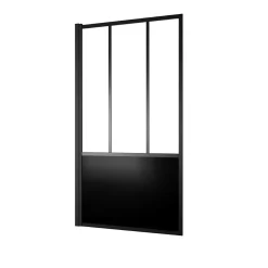 Pare-baignoire pivotant 140 x 80 cm, profilés alu noir mat, Galedo Indus