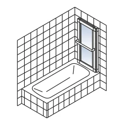 Pare-baignoire pivotant coulissant avec porte-serviettes H.140 x l.118 cm, blanc, Schulte