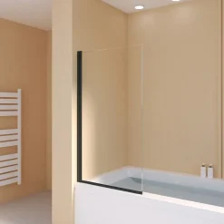 Pare-Baignoire pivotant verre transparent anticalcaire et aluminium 80 x 140 noir Essebagno