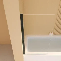 Pare-Baignoire pivotant verre transparent anticalcaire et aluminium 80 x 140 noir Essebagno
