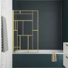 Pare-baignoire rabattable 140 x 80 cm, profilés alu doré, motifs dorés, Galedo Art Deco