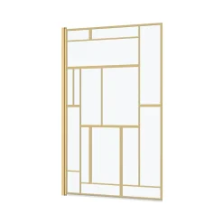 Pare-baignoire rabattable 140 x 80 cm, profilés alu doré, motifs dorés, Galedo Art Deco