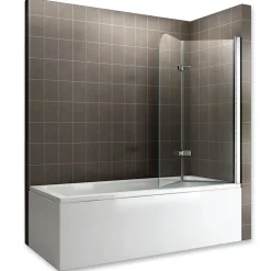Pare-baignoire rabattable BALY en verre 6 mm transparent 140 x 140 cm