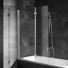 Pare-baignoire rabattable avec 2 volets, 104 x 130 cm, verre transparent 5 mm, profilé alu-argenté, Schulte