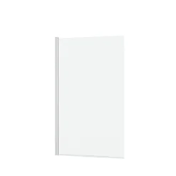 Pare-baignoire rabattable 120 x 70 cm, profilés alu blanc mat, Galedo Essentiel